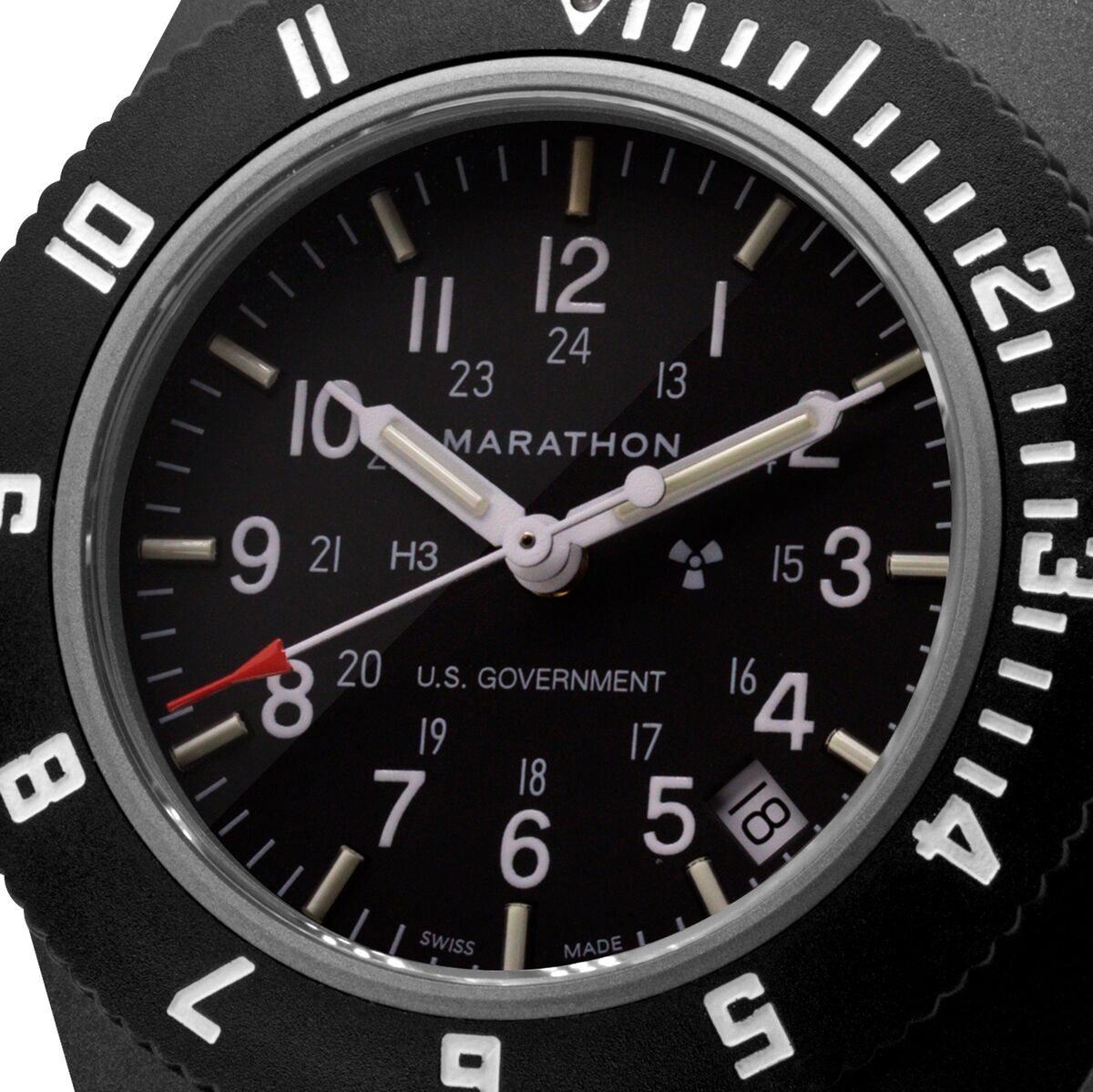 Marathon Pilot's Navigator Watch - Black with Date and US Government Markings